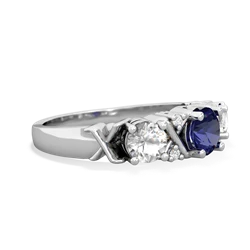 Lab Sapphire Hugs And Kisses 14K White Gold ring R5016