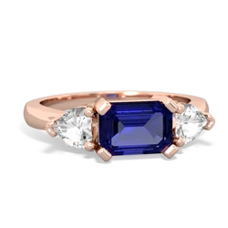 Lab Sapphire Three Stone 14K Rose Gold ring R5235