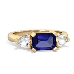 Lab Sapphire Three Stone 14K Yellow Gold ring R5235