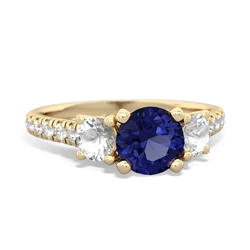 Lab Sapphire Pave Trellis 14K Yellow Gold ring R5500