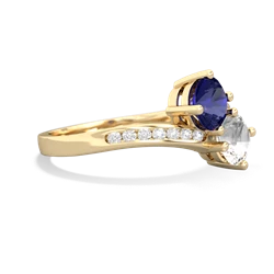 Lab Sapphire Channel Set Two Stone 14K Yellow Gold ring R5303