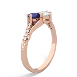 Lab Sapphire Infinity Pave Two Stone 14K Rose Gold ring R5285