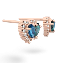 London Topaz Halo 14K Rose Gold earrings E7008