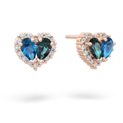 London Topaz Halo 14K Rose Gold earrings E7008