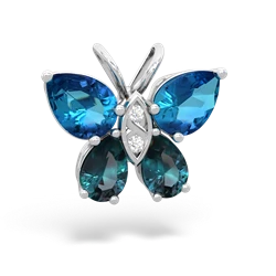 London Topaz Butterfly 14K White Gold pendant P2215