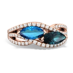 London Topaz Diamond Rivers 14K Rose Gold ring R3070