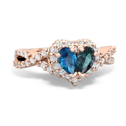 London Topaz Diamond Twist 'One Heart' 14K Rose Gold ring R2640HRT