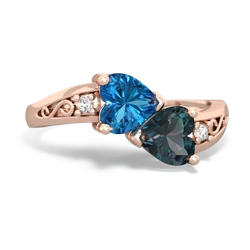 London Topaz Snuggling Hearts 14K Rose Gold ring R2178