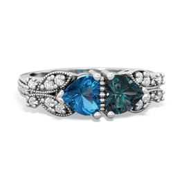 London Topaz Diamond Butterflies 14K White Gold ring R5601