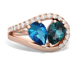 London Topaz Nestled Heart Keepsake 14K Rose Gold ring R5650