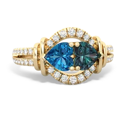 London Topaz Art-Deco Keepsake 14K Yellow Gold ring R5630