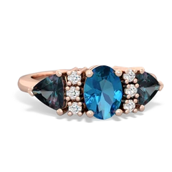 London Topaz Antique Style Three Stone 14K Rose Gold ring R2186