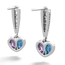 London Topaz Filligree Heart 14K White Gold earrings E5070