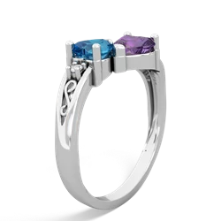 London Topaz Snuggling Hearts 14K White Gold ring R2178