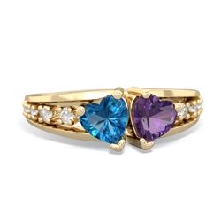 London Topaz Heart To Heart 14K Yellow Gold ring R3342