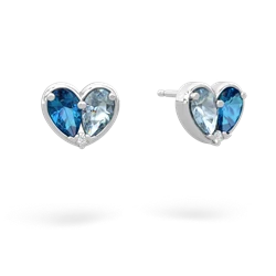 London Topaz 'Our Heart' 14K White Gold earrings E5072