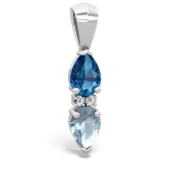 London Topaz Bowtie Drop 14K White Gold pendant P0865