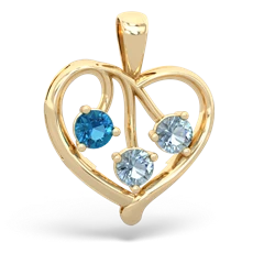 London Topaz Glowing Heart 14K Yellow Gold pendant P2233