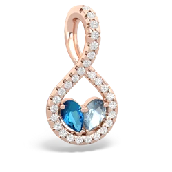 London Topaz Pave Twist 'One Heart' 14K Rose Gold pendant P5360