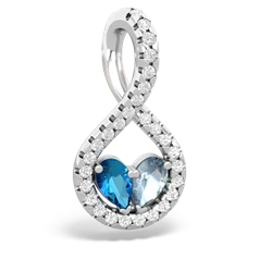 London Topaz Pave Twist 'One Heart' 14K White Gold pendant P5360