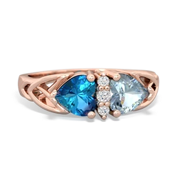 London Topaz Celtic Knot Double Heart 14K Rose Gold ring R5040