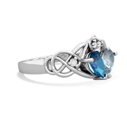 London Topaz 'One Heart' Celtic Knot Claddagh 14K White Gold ring R5322