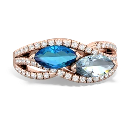 London Topaz Diamond Rivers 14K Rose Gold ring R3070