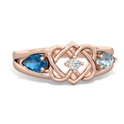 London Topaz Hearts Intertwined 14K Rose Gold ring R5880