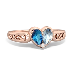 London Topaz Filligree 'One Heart' 14K Rose Gold ring R5070