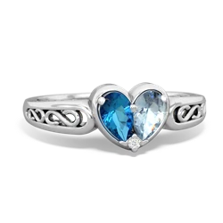 London Topaz Filligree 'One Heart' 14K White Gold ring R5070