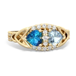 London Topaz Sparkling Celtic Knot 14K Yellow Gold ring R2645