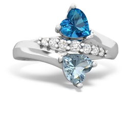 London Topaz Heart To Heart 14K White Gold ring R2064