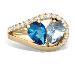 London Topaz Nestled Heart Keepsake 14K Yellow Gold ring R5650