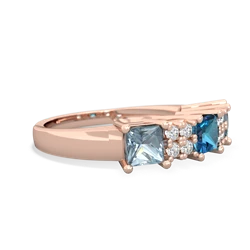 London Topaz Three Stone Diamond Cluster 14K Rose Gold ring R2592