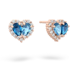 London Topaz Halo 14K Rose Gold earrings E7008