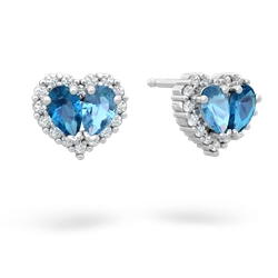 London Topaz Halo 14K White Gold earrings E7008