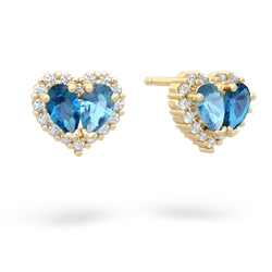 London Topaz Halo 14K Yellow Gold earrings E7008