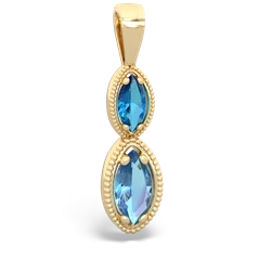 London Topaz Antique-Style Halo 14K Yellow Gold pendant P5700