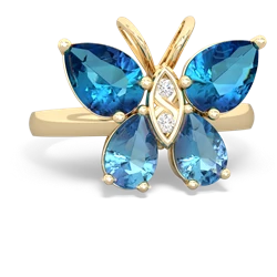 London Topaz Butterfly 14K Yellow Gold ring R2215