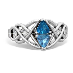 London Topaz Keepsake Celtic Knot 14K White Gold ring R5300