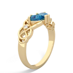 London Topaz 'One Heart' Celtic Knot Claddagh 14K Yellow Gold ring R5322