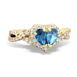 London Topaz Diamond Twist 'One Heart' 14K Yellow Gold ring R2640HRT