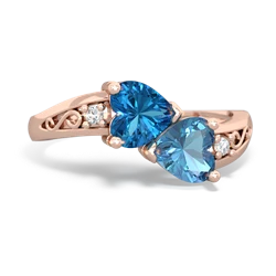 London Topaz Snuggling Hearts 14K Rose Gold ring R2178