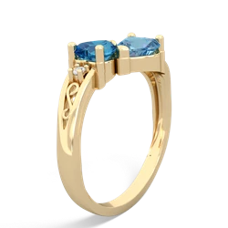 London Topaz Snuggling Hearts 14K Yellow Gold ring R2178