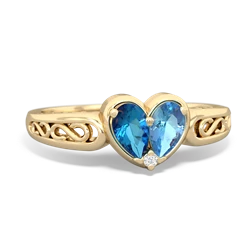 London Topaz Filligree 'One Heart' 14K Yellow Gold ring R5070