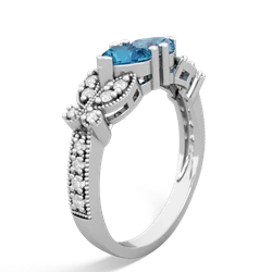 London Topaz Diamond Butterflies 14K White Gold ring R5601