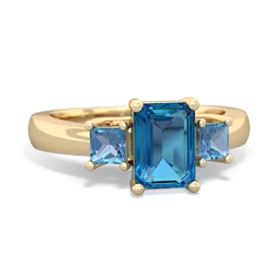 London Topaz Three Stone Emerald-Cut Trellis 14K Yellow Gold ring R4021