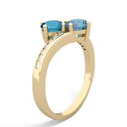 London Topaz Channel Set Two Stone 14K Yellow Gold ring R5303