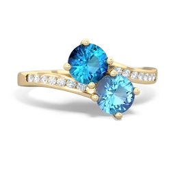 London Topaz Channel Set Two Stone 14K Yellow Gold ring R5303