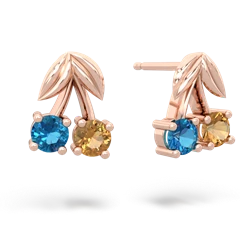 London Topaz Sweet Cherries 14K Rose Gold earrings E7001